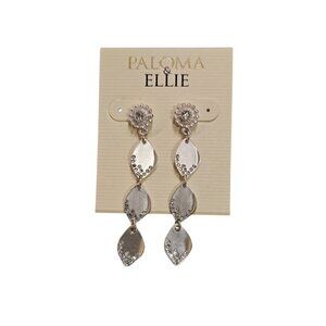 Paloma & Ellie Women's Trendy Matte Silver Plated Rhinestone Earrings NWT